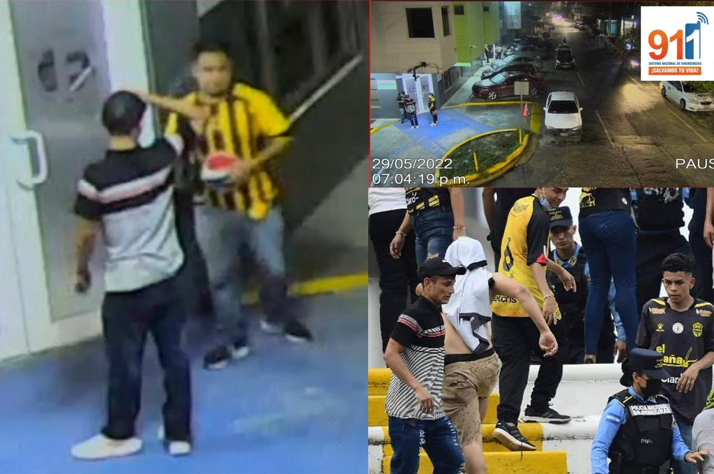 Lo identifican: Cámaras del 911 le hicieron persecución al sujeto que agredió a la mujer policía en el Real España - Motagua