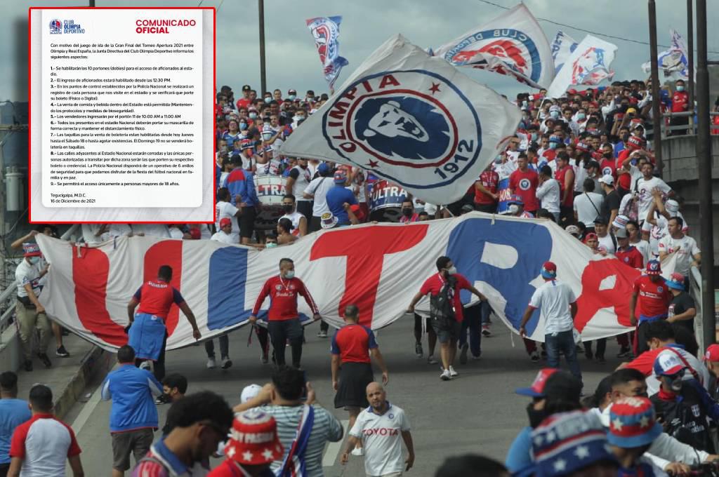 Olimpia pone sus reglas y estas son las indicaciones para los aficionados que asistirán a la final contra Real España