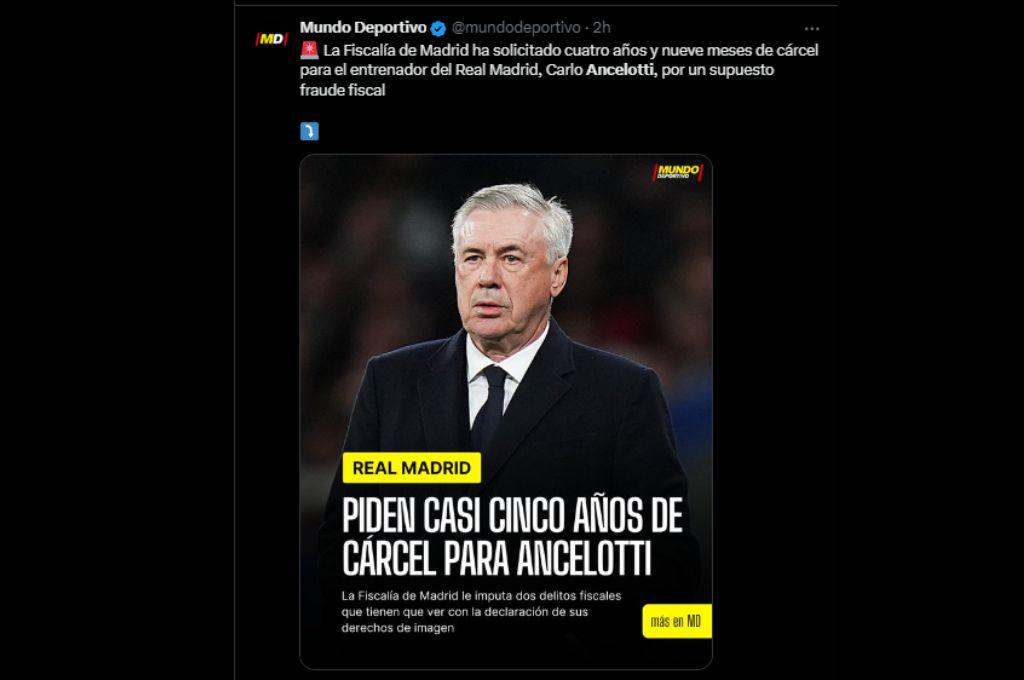 “Escándalo mundial”, “está tranquilo”: así reacciona la prensa internacional sobre el caso de Carlo Ancelotti