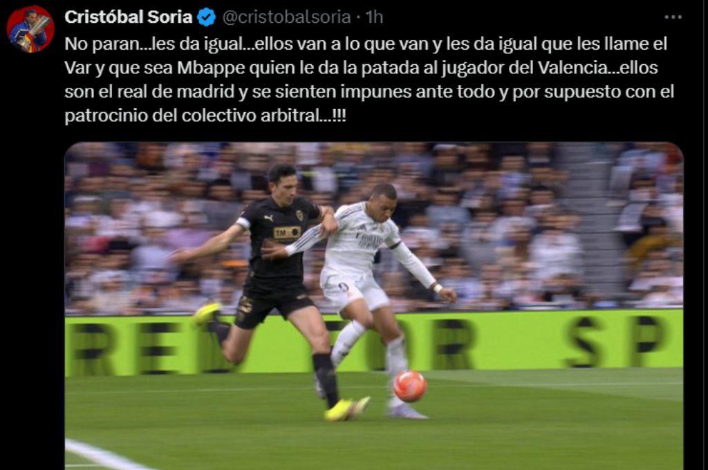 El 'regalo' del árbitro al Real Madrid, la pesadilla de Vinicius y la bronca de Mbappé tras caer ante Valencia