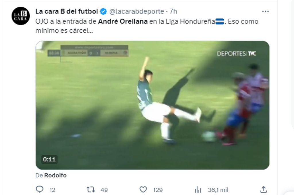 “Tremenda patada voladora”: Prensa internacional destaca la brutal entrada de André Orellana en el clásico Marathón vs Olimpia
