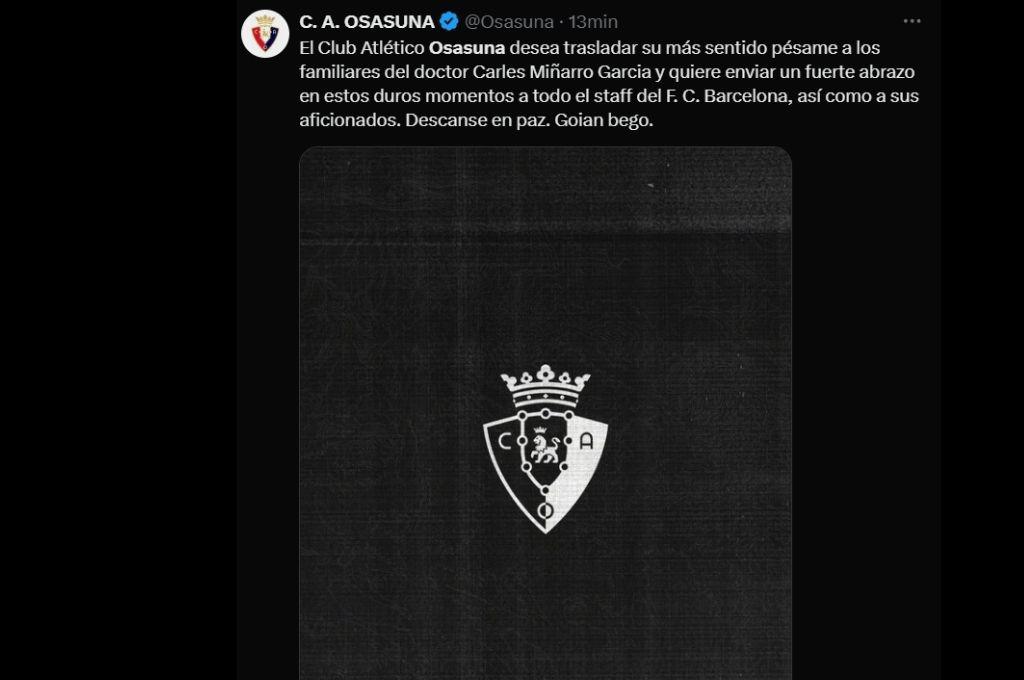 ¿Quién es Carles Miñarro, el miembro del Staff del Barcelona que falleció a minutos de iniciar el partido ante Osasuna?