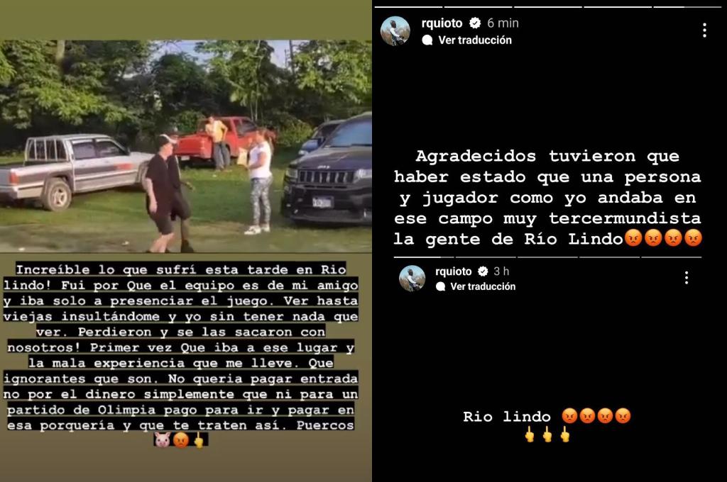 Los textos de Romell Quioto tras su conflicto en Río Lindo.