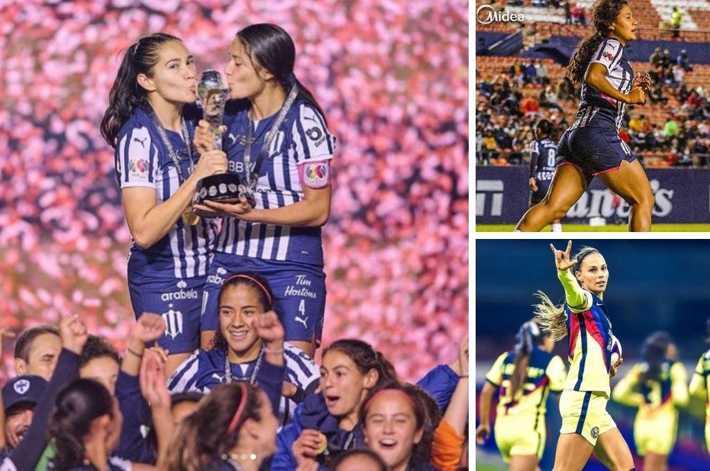 El beso de dos jugadoras tras el título de Monterrey en la Liga MX Femenil; una es futbolista del América