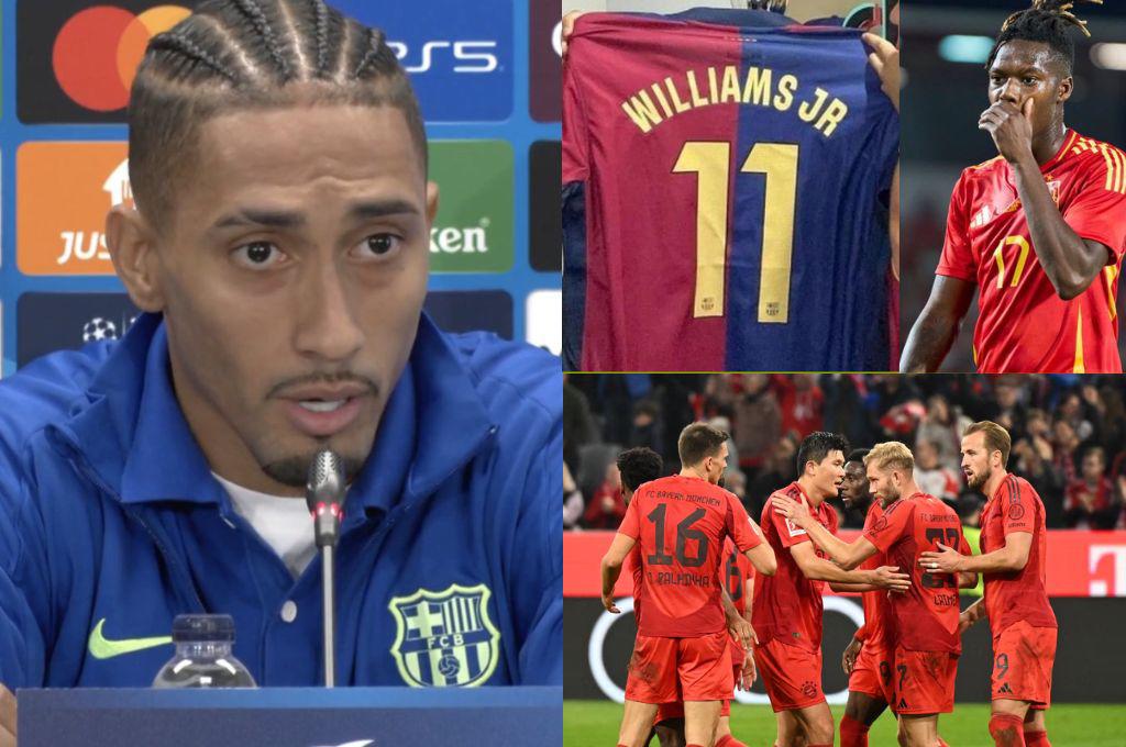 Raphinha envía inesperado dardo por Nico Williams, la petición contra Bayern en Champions y su partido 100