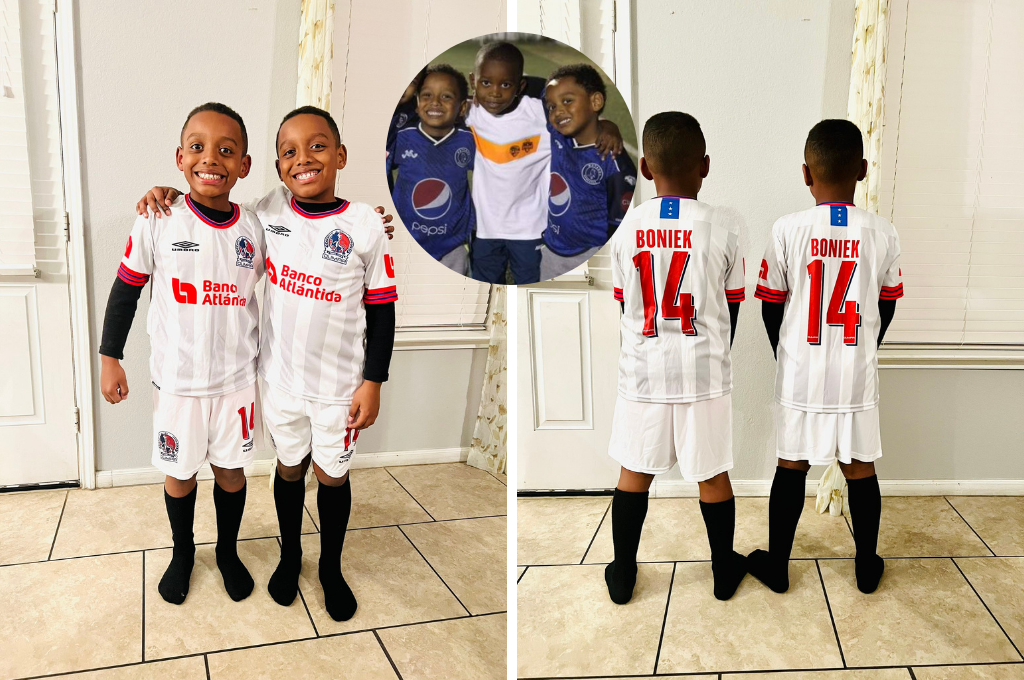 ¿Son Olimpia o Motagua? Hijos de Boniek García sorprenden luciendo las camisas de los merengues