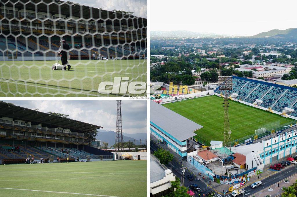 Así luce la nueva grama del estadio Morazán de San Pedro Sula para el Real España vs Olimpia