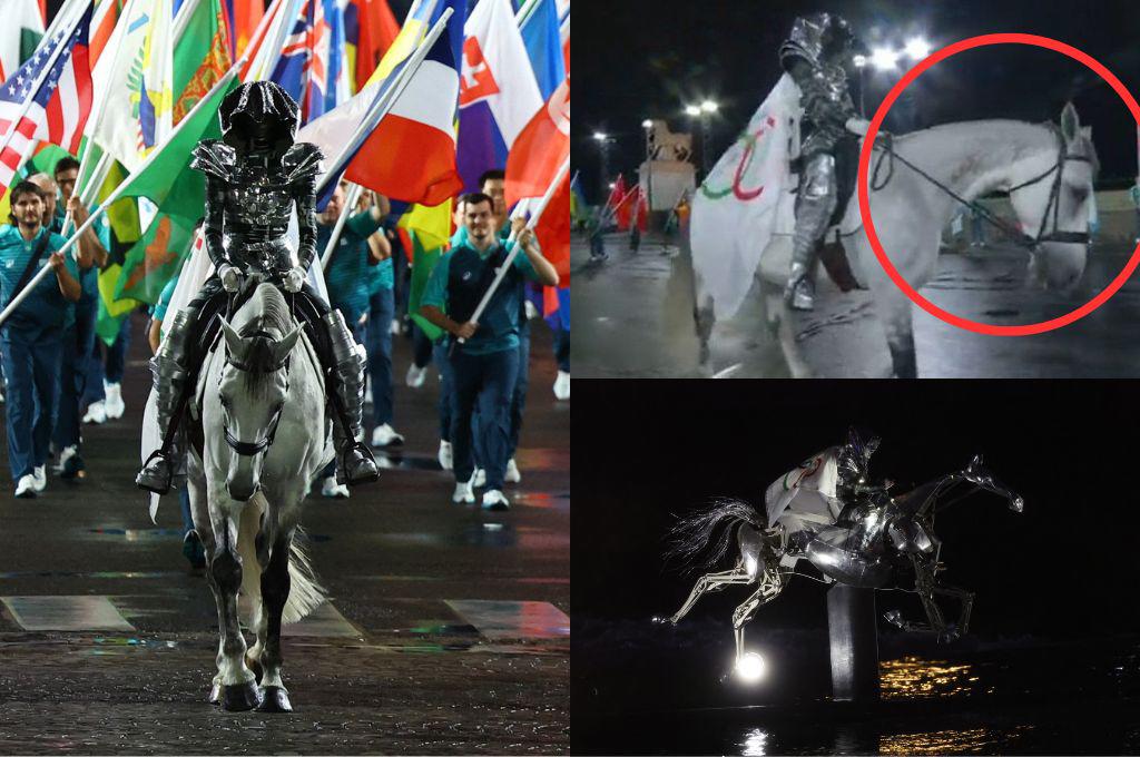 ¿Maltrato animal? Así lucía el caballo blanco que montaba el jinete que portaba la bandera de los Juegos Olímpicos 2024