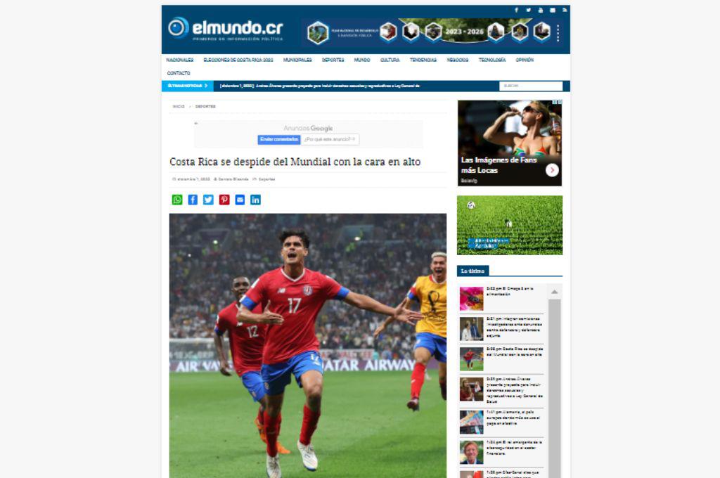“Con las botas puestas” prensa de Costa Rica destaca presentación de su selección en el Mundial de Qatar