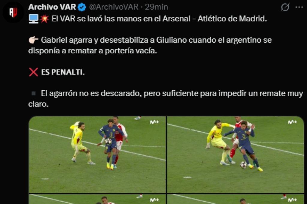 El doble error que hizo el VAR al Atlético, el récord que tiene el Arsenal en la Champions y la pelea que tuvo el Cholo