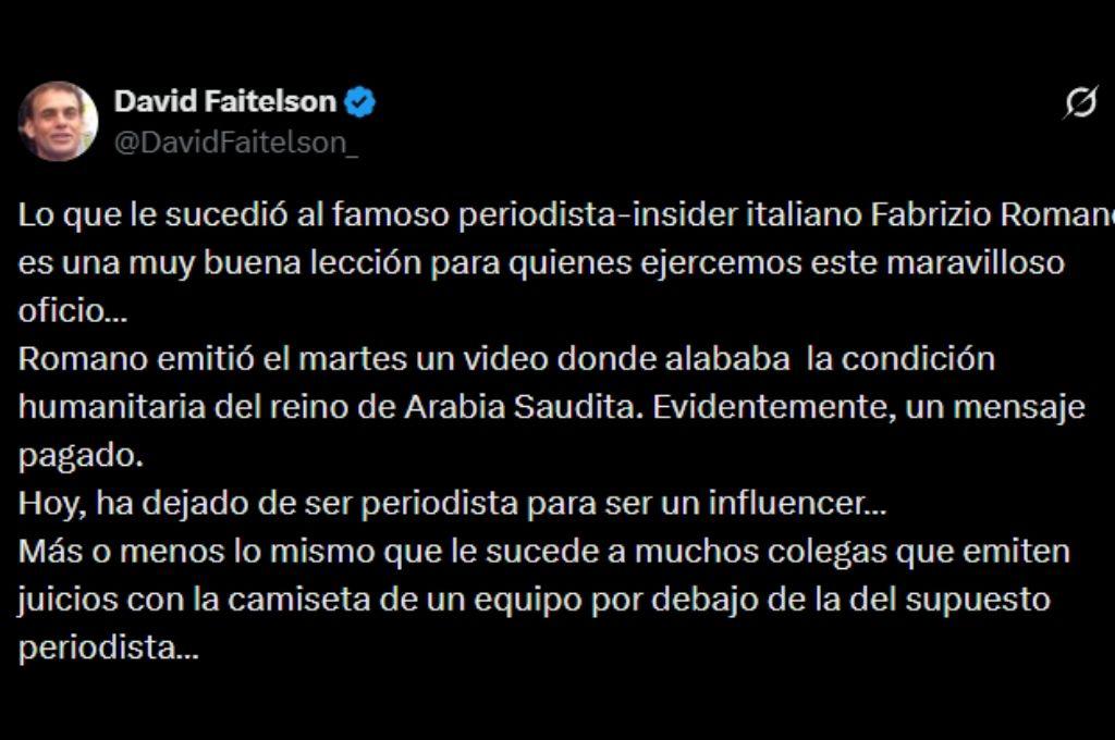 Faitelson suelta la bomba y le lanza duro mensaje a Fabrizio Romano: Supuesto periodista; ahora es un influencer