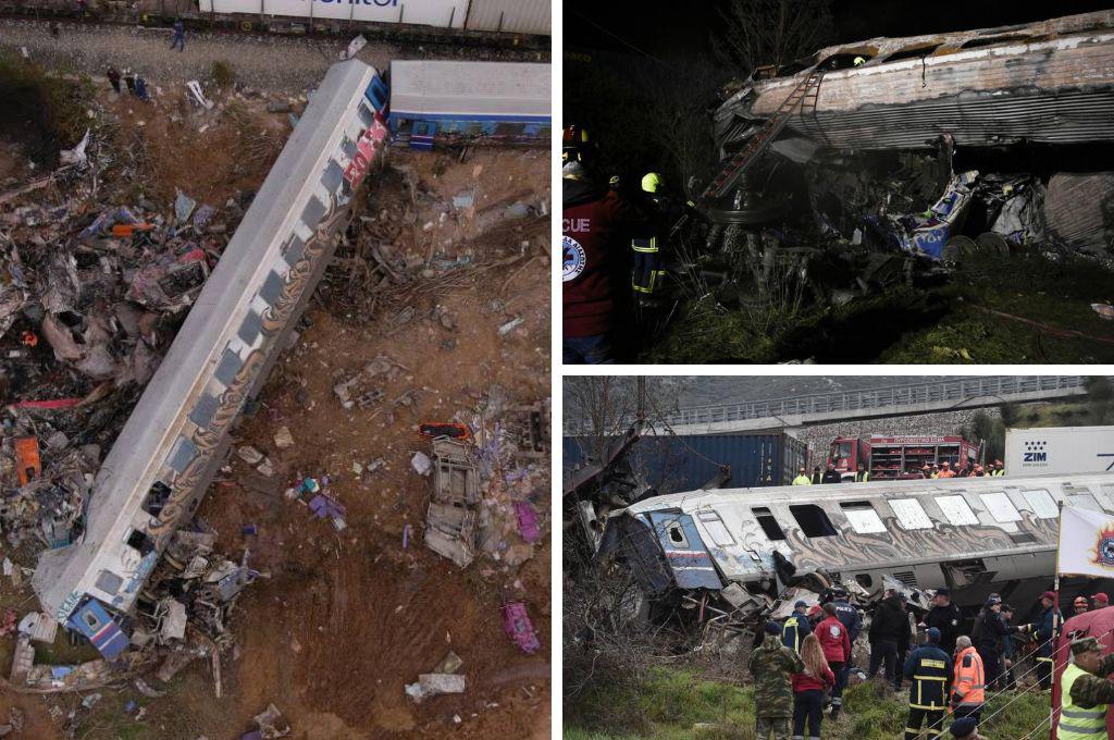 Las fotos del brutal choque de trenes en Grecia: el motivo del accidente y murieron 36 personas