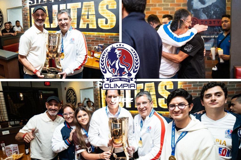 ¡Abrazo de campeón y la figura presente! Así fue la celebración íntima de la directiva y jugadores tras la conquista de la copa 40