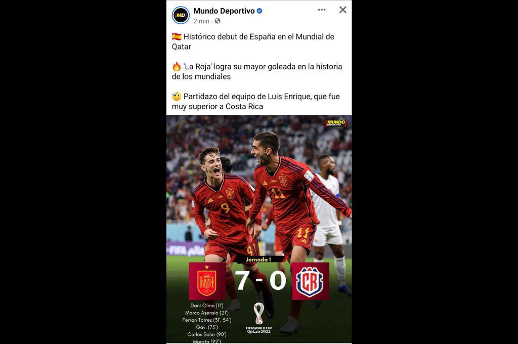 ¡C0s7a Rica! así reaccionó la prensa internacional tras el triunfo de España ante los ticos en el Mundial de Qatar 2022