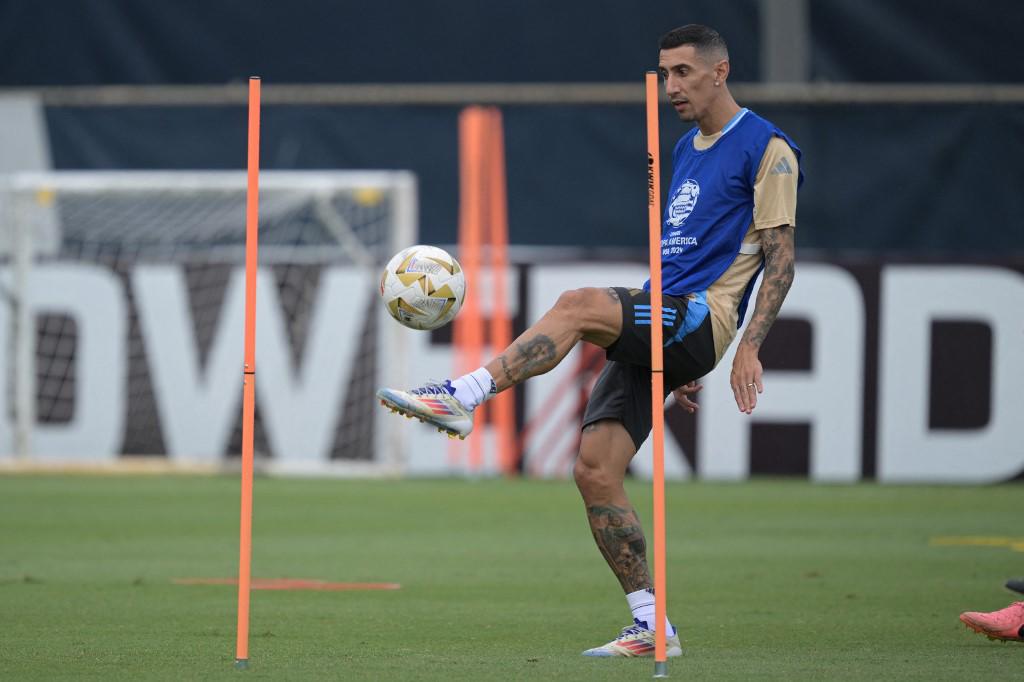 Di María realizó este sábado su último entrenamiento con la selección argentina.