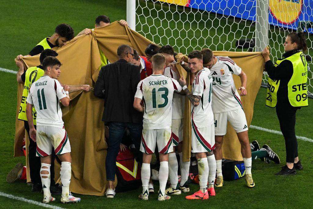 Sensibles imágenes en la Eurocopa 2024: Así quedó jugador de Hungría tras golpe en la cabeza y la lesión que sufre