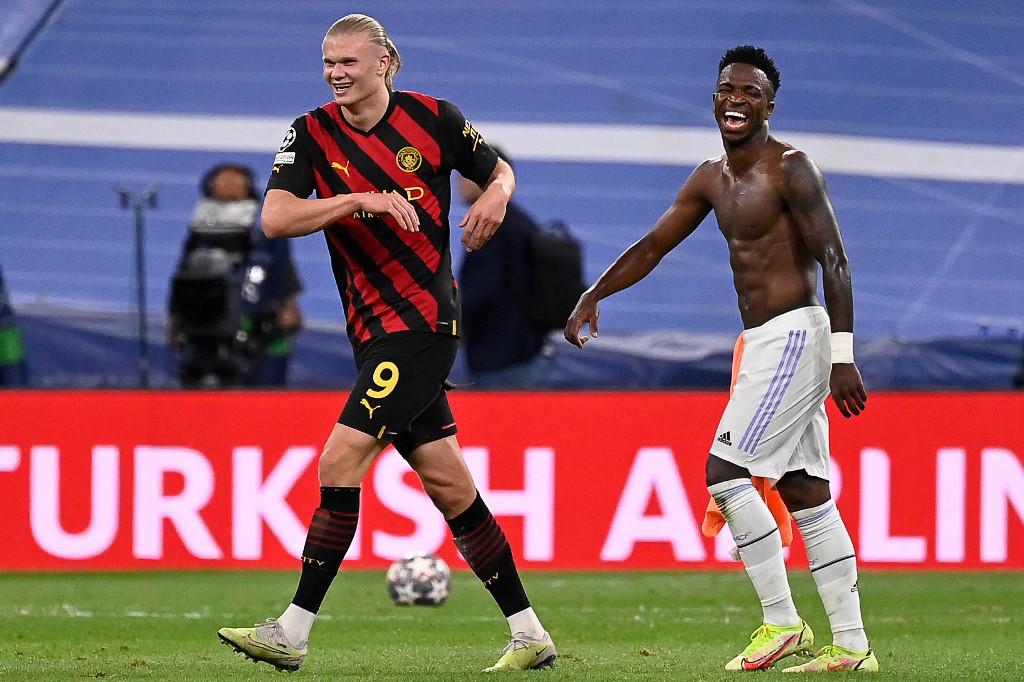 La reacción de Guardiola por el golazo de Vinicius y los gestos de Haaland con el brasileño; el enfado de Ancelotti tras el empate