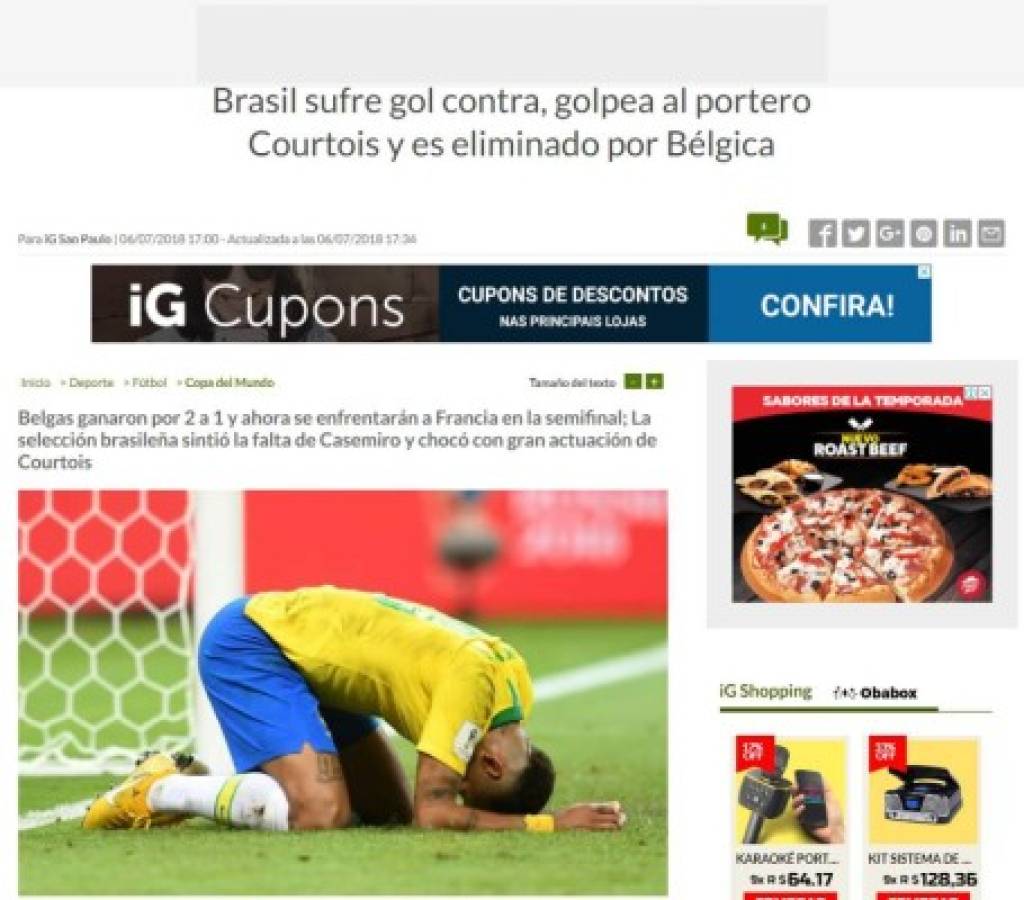 PORTADAS: Así titulan los medios argentinos el fracaso de Brasil ante Bélgica