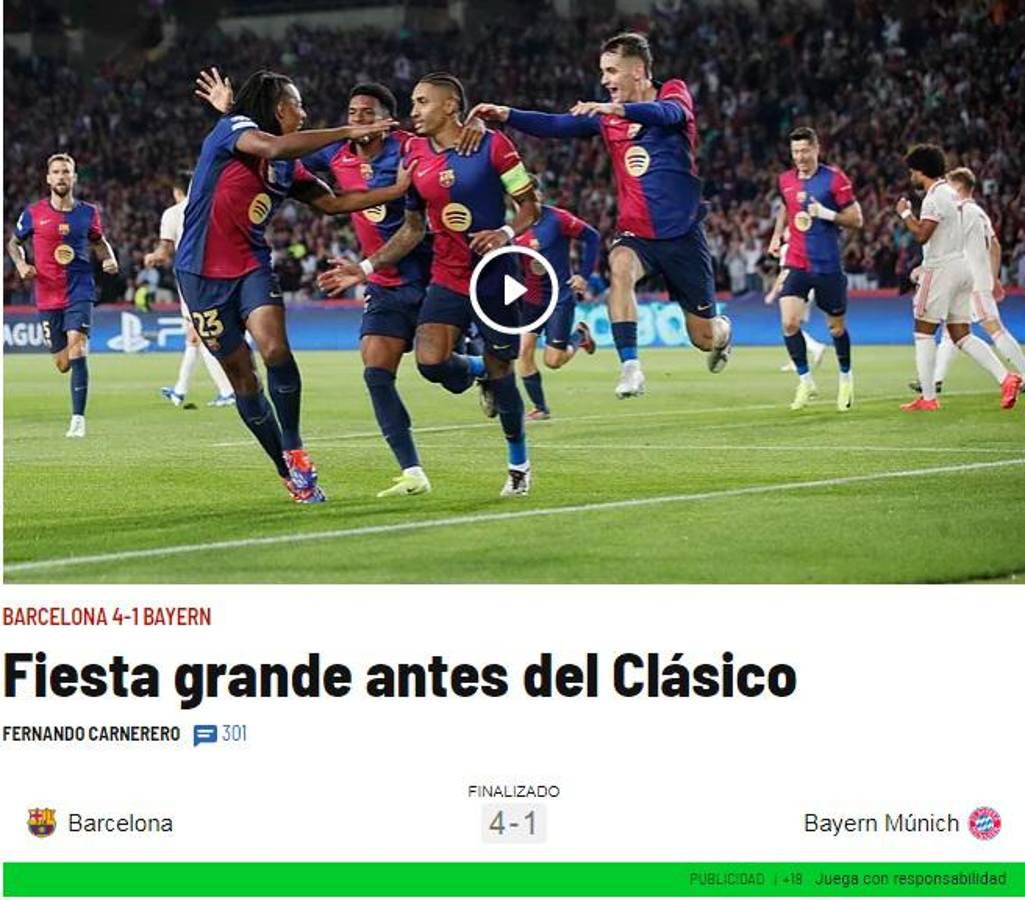 “¿Quién es Muller?” y “venganza con paliza”: la reacción del prensa tras paliza de Barcelona al Bayern Múnich