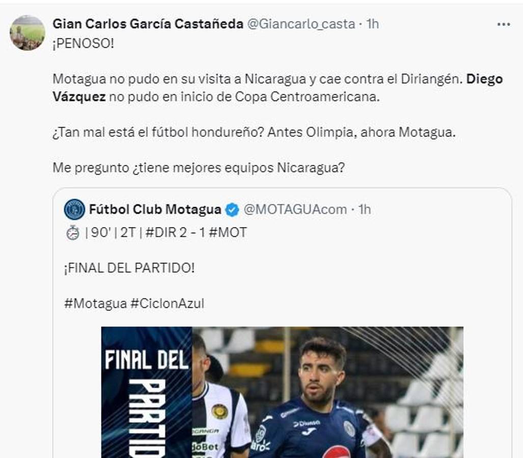 Lo que dice la prensa hondureña sobre la derrota de Motagua ante Diriangén en la Copa Centroamericana de Concacaf