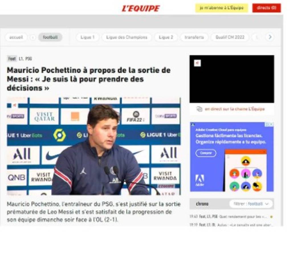 En Francia son crueles con Messi: lo bautizan de 'intermitente' y critican su rendimiento; no se olvidan del gesto a Pochettino  