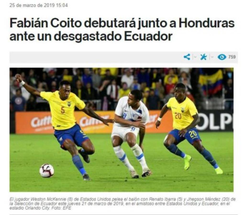 Lo que dice la prensa de Ecuador sobre el duelo ante Honduras en el debut de Fabián Coito