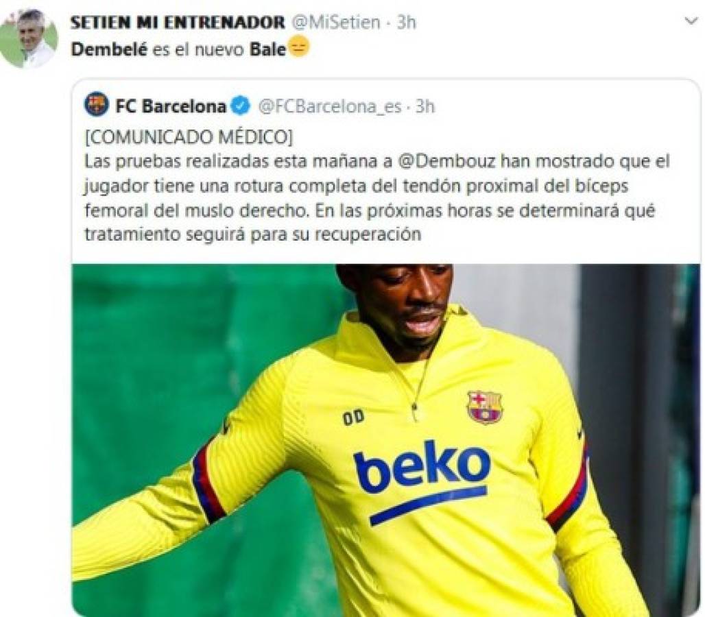 Los memes humillan a Dembelé tras su nueva lesión en Barcelona y hasta Bale es tendencia