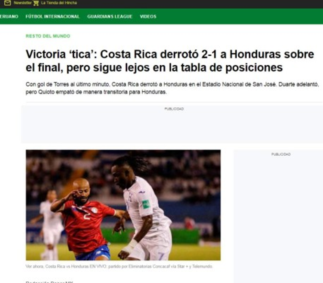 ¡Adiós Qatar, triunfo agónico, Costa Rica sobrevive! Lo que dice la prensa mundial tras el fracaso de la Selección de Honduras