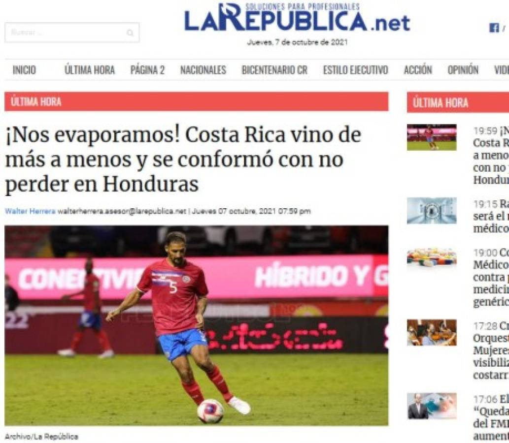 San Keylor, tibio empate y sufriendo: Lo que dice la prensa de Costa Rica del empate con Honduras