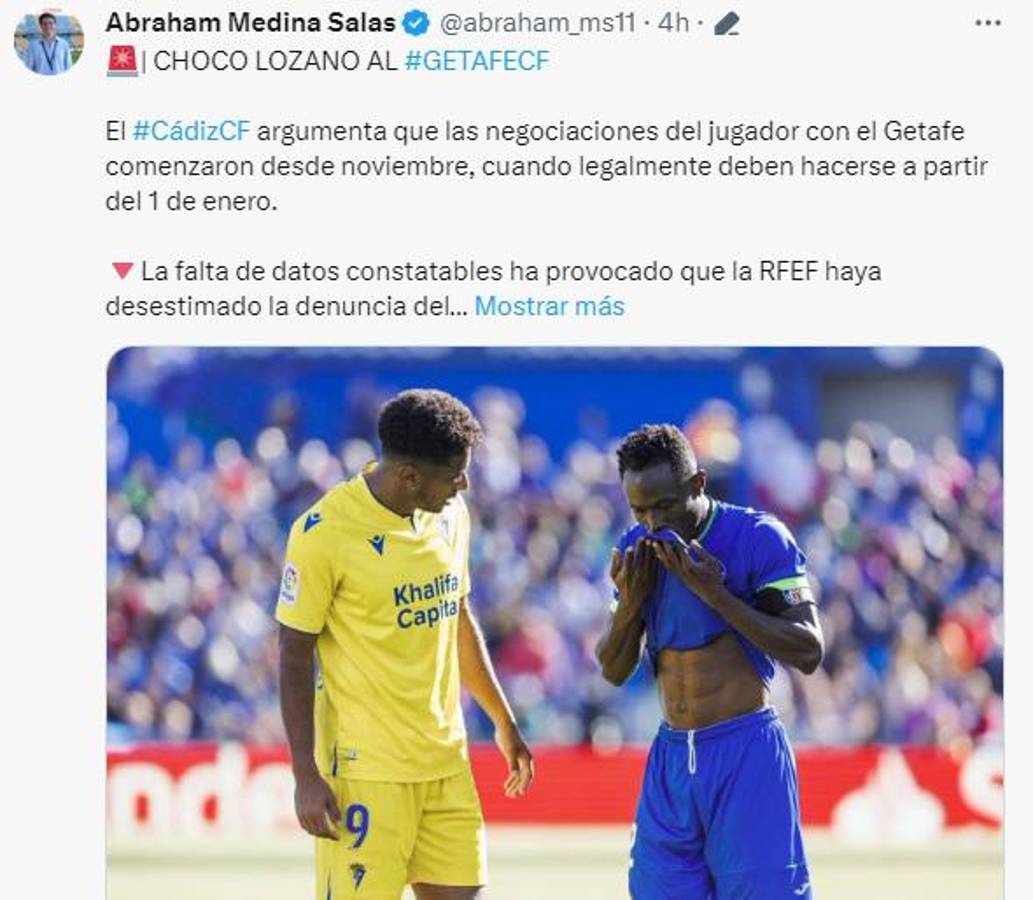 Lo que dice la prensa de España sobre el fichaje del Choco Lozano por el Getafe: “Jugador de rendimiento irregular, pero...”