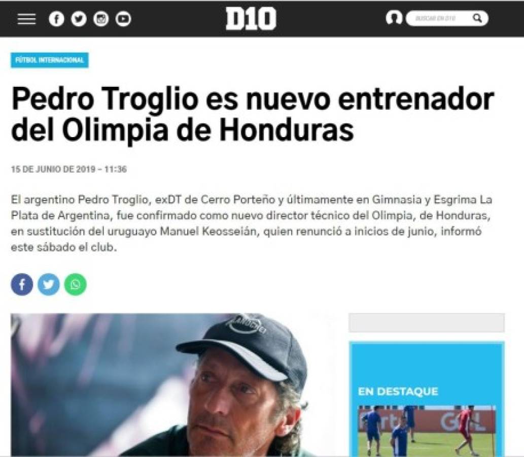 Así reaccionaron los medios internacionales luego de que Pedro Troglio fichara por el Olimpia