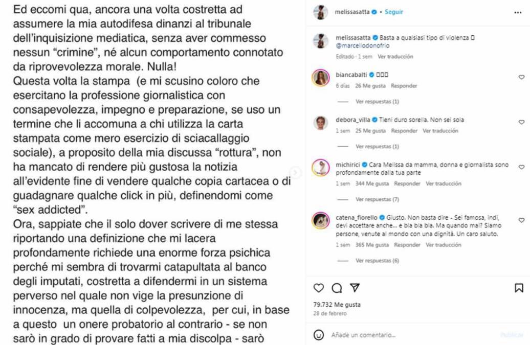 Melissa Satta, ex de famosos deportistas, explota y hace dura amenaza ¿Es adicta a las relaciones sexuales?