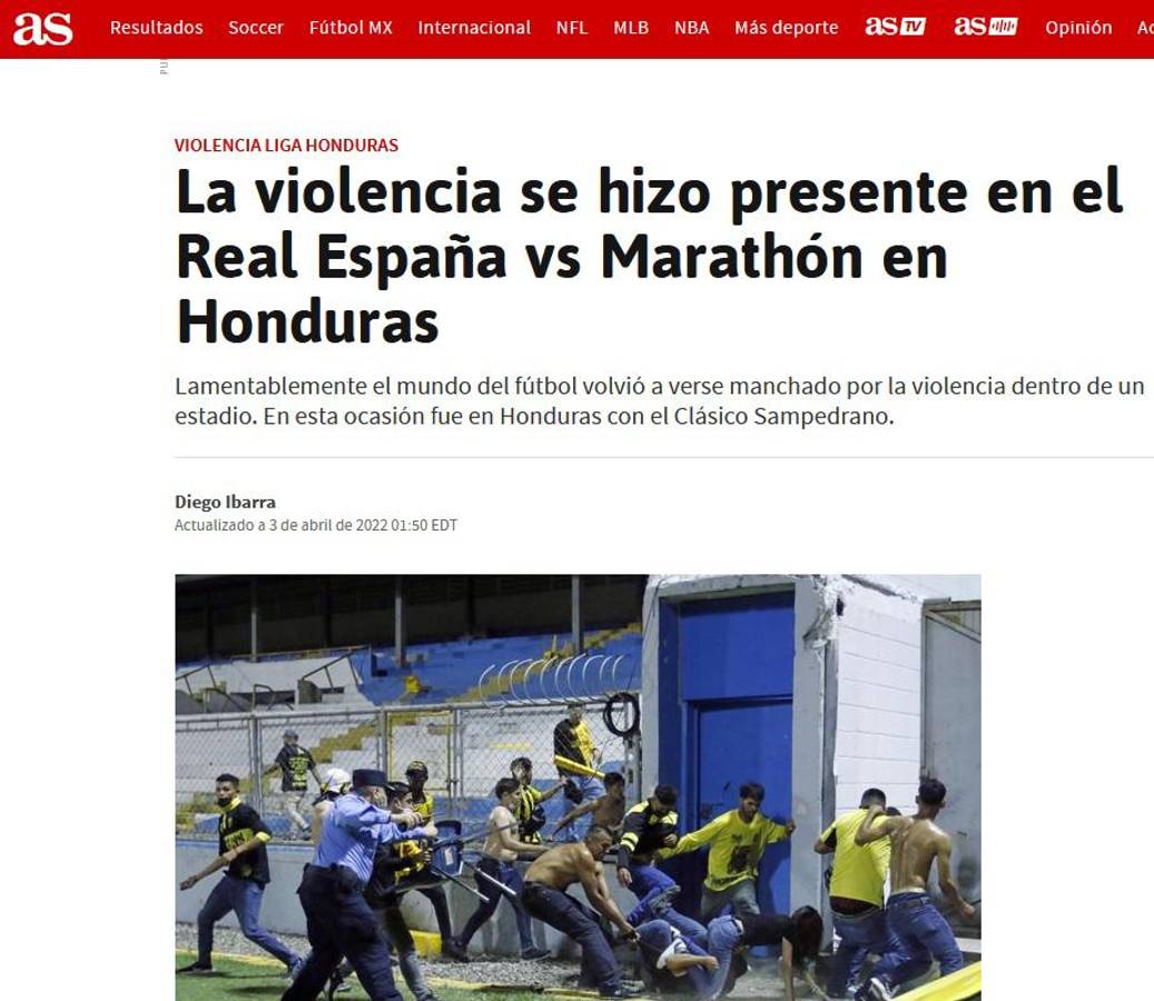 “Terrible” y “clásico manchado”: La prensa internacional y periodistas sobre los incidentes en el Real España-Marathón