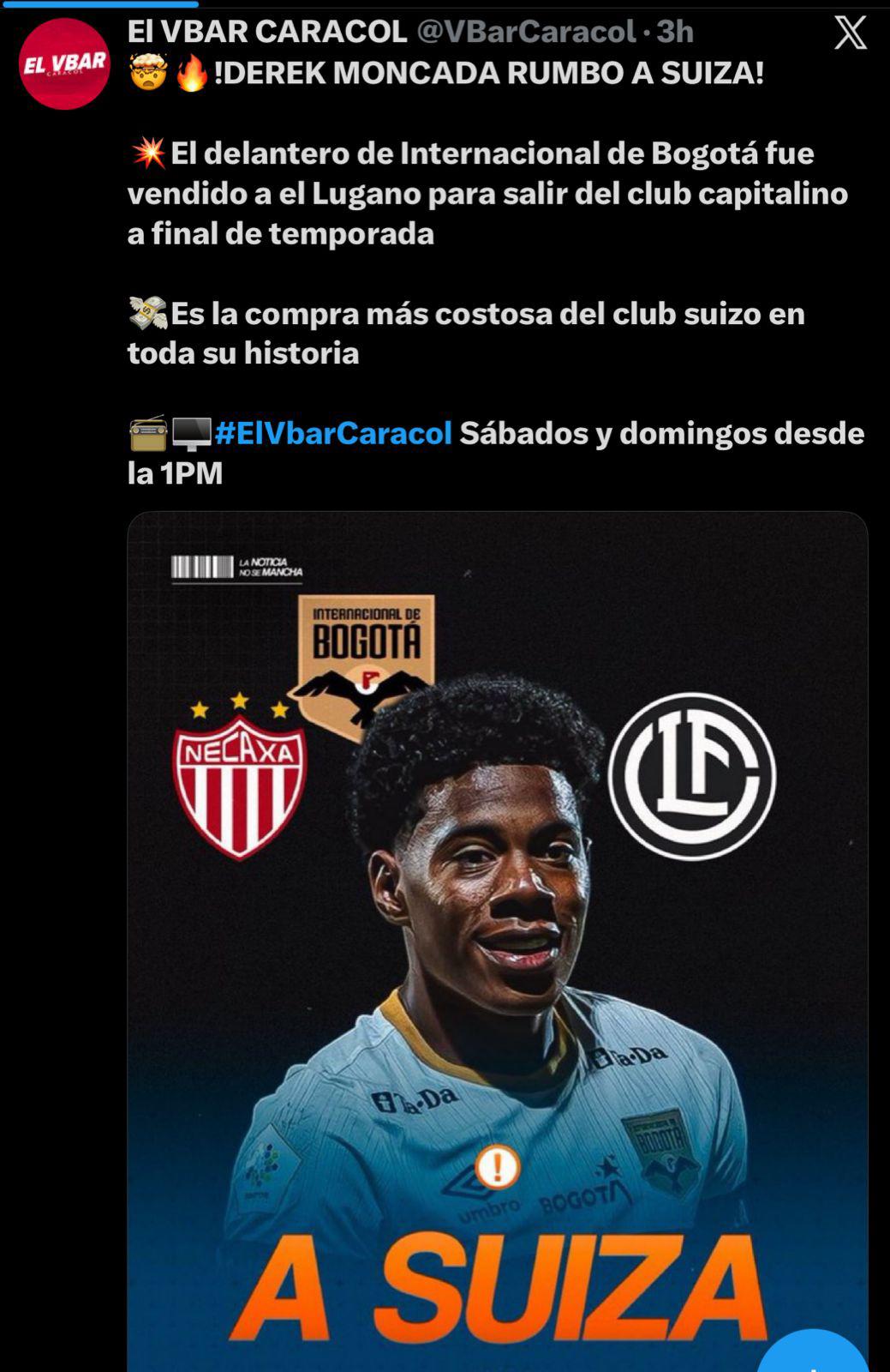 AS alucina su fichaje a Europa: así reacciona la prensa por el traspaso de Dereck Moncada a Lugano