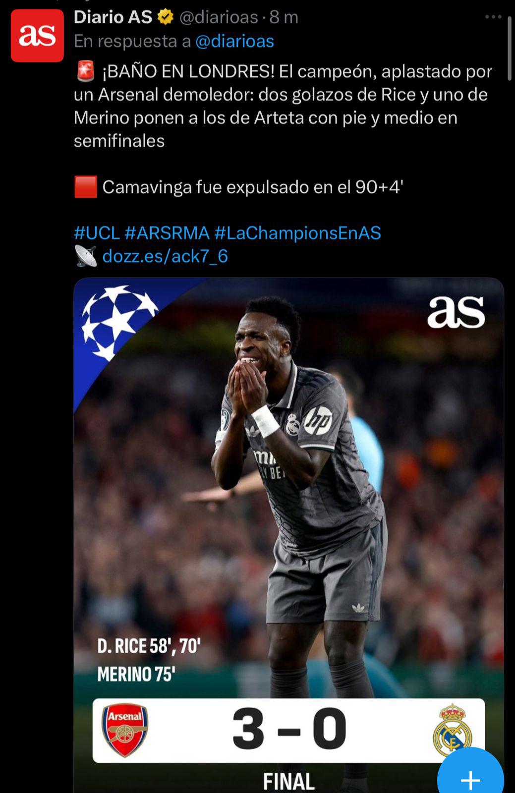 Desmantelaron a Ancelotti está eliminado fritos: así reacciona la prensa a la humillación del Arsenal ante Real Madrid