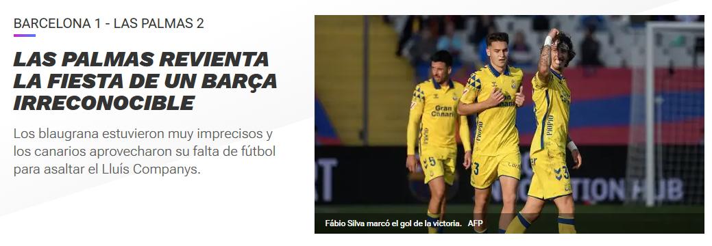 Barcelona perdió en casa ante Las Palmas y así reacciona la prensa: “Que cierren el VAR y pongan una ruleta; vergüenza”