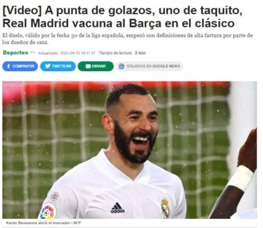 'A estos no hay quien los hunda', prensa mundial tras la victoria del Real Madrid sobre Barcelona