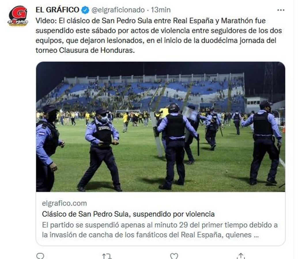 “Terrible” y “clásico manchado”: La prensa internacional y periodistas sobre los incidentes en el Real España-Marathón