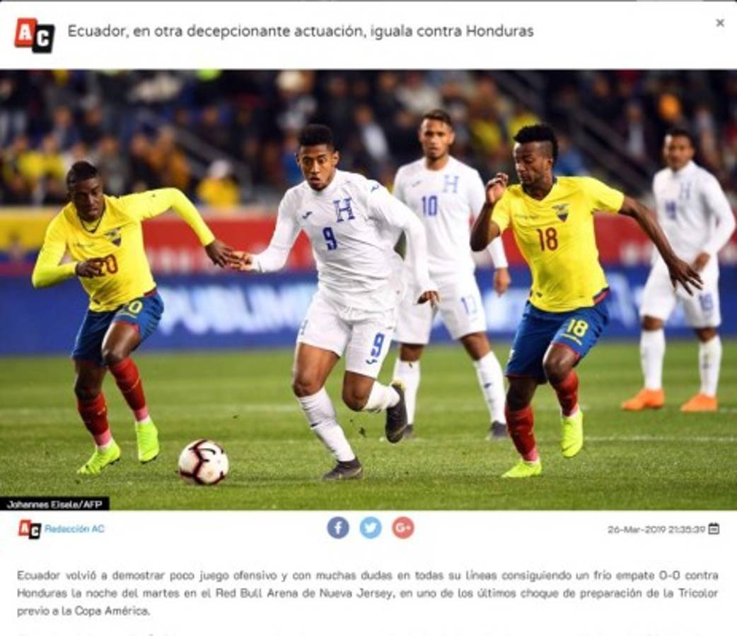 ¡Críticas Lo que dicen los medios internacionales tras el empate de Honduras y Ecuador