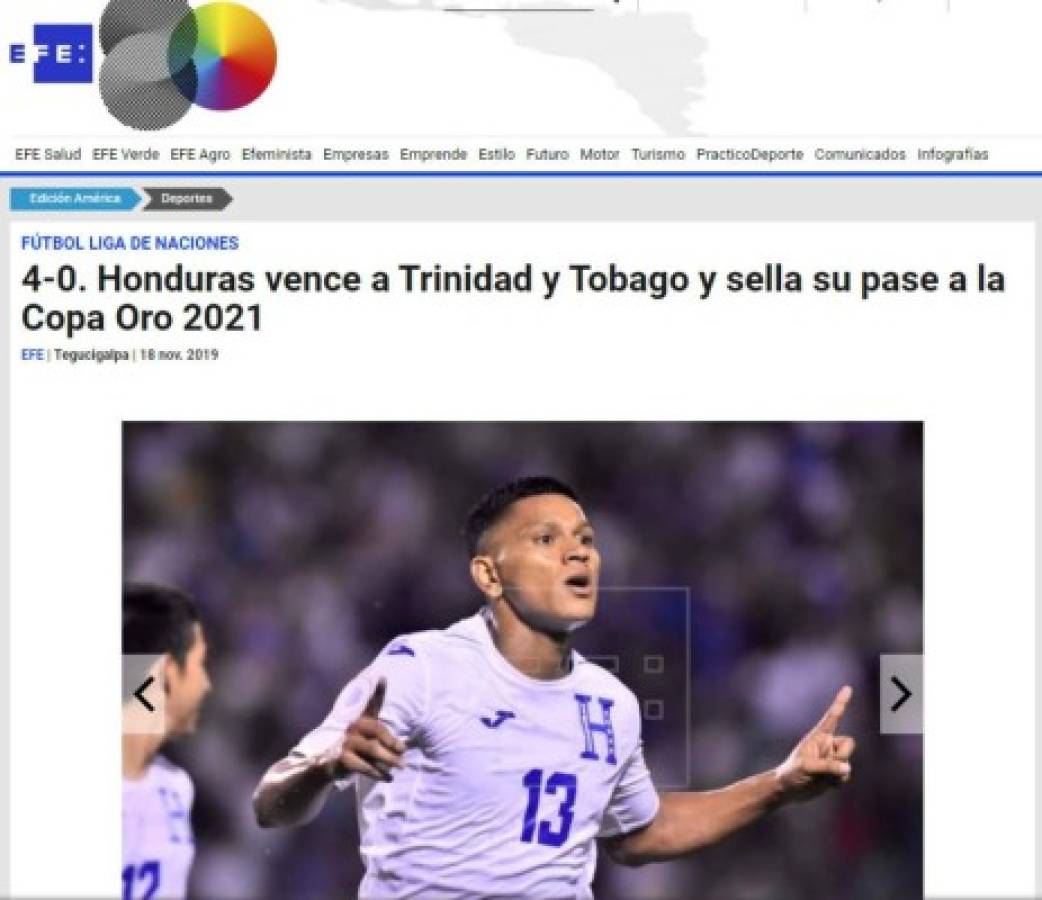 Lo que dice la prensa internacional sobre Honduras y su goleada a Trinidad y Tobago