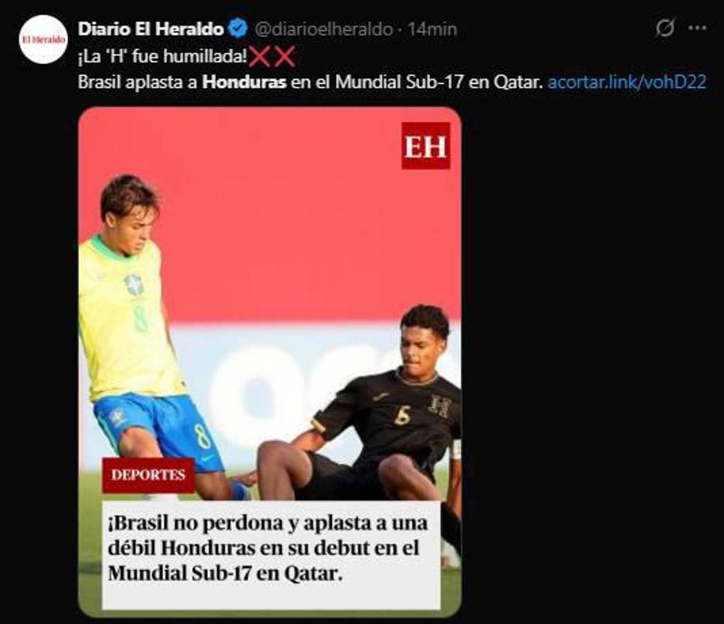 Debut humillante, Pudieron ser 10: lo que dice la prensa tras la goleada de Brasil a Honduras en el Mundial Sub-17