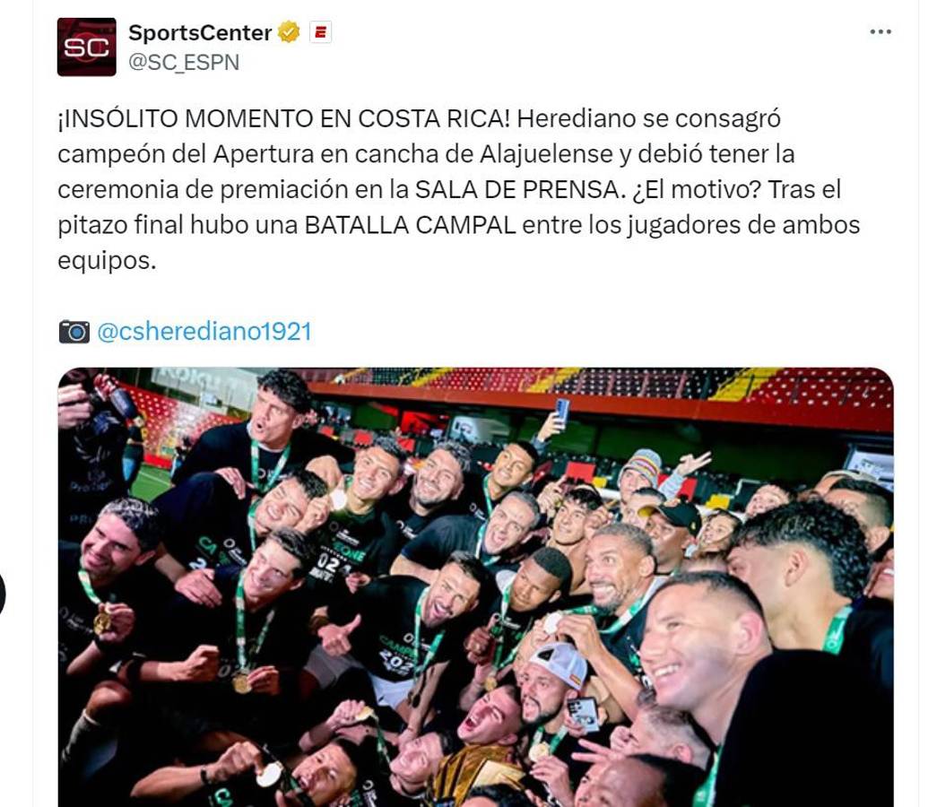“Vergüenza, malos perdedores”, la escandalosa pelea en la final entre Alajuelense y Herediano en Costa Rica le dio la vuelta al mundo