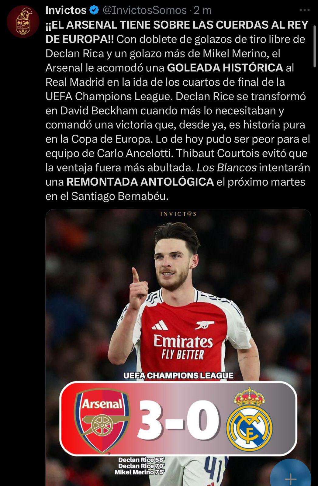 Desmantelaron a Ancelotti está eliminado fritos: así reacciona la prensa a la humillación del Arsenal ante Real Madrid