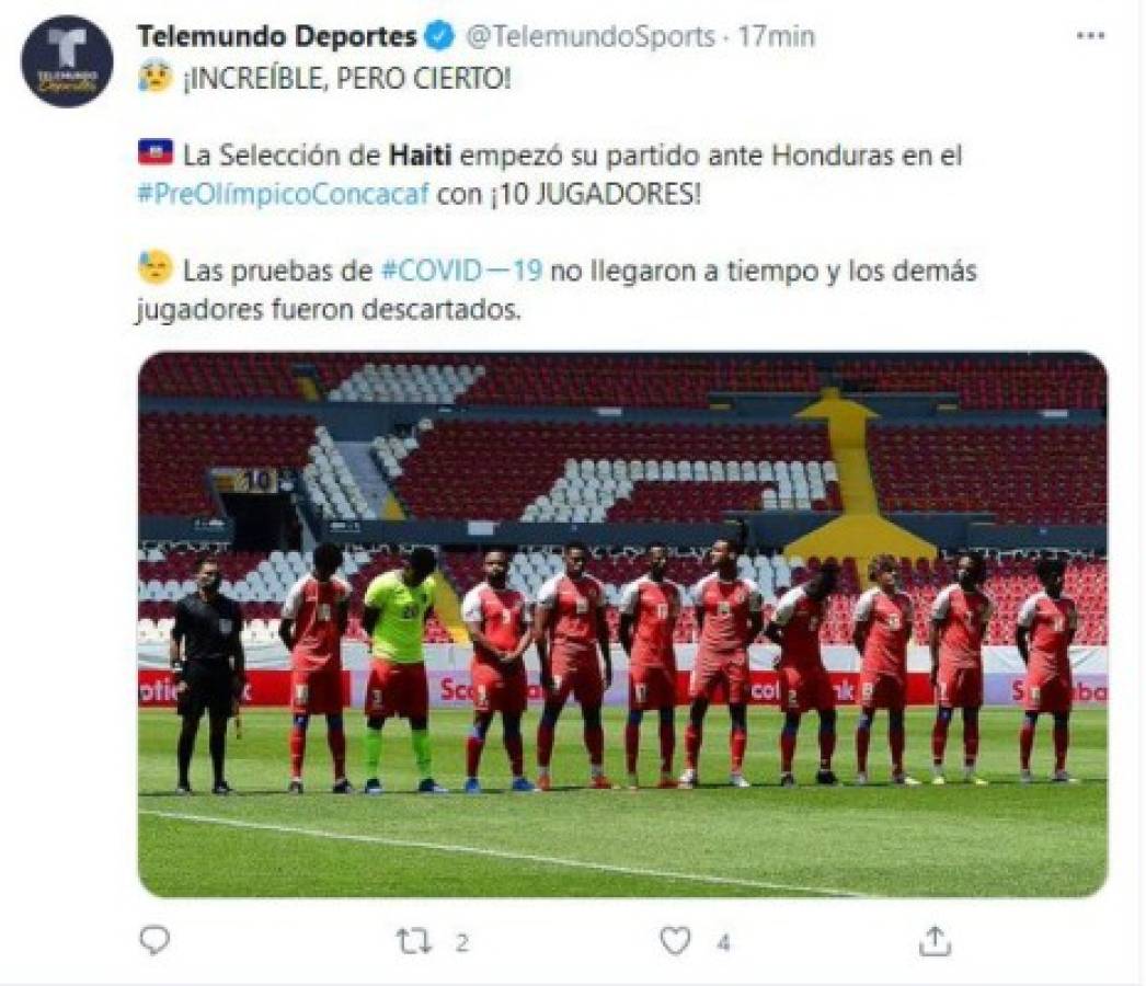 Lo que dicen los medios sobre el debut y victoria de Honduras ante Haití en el Preolímpico 2021