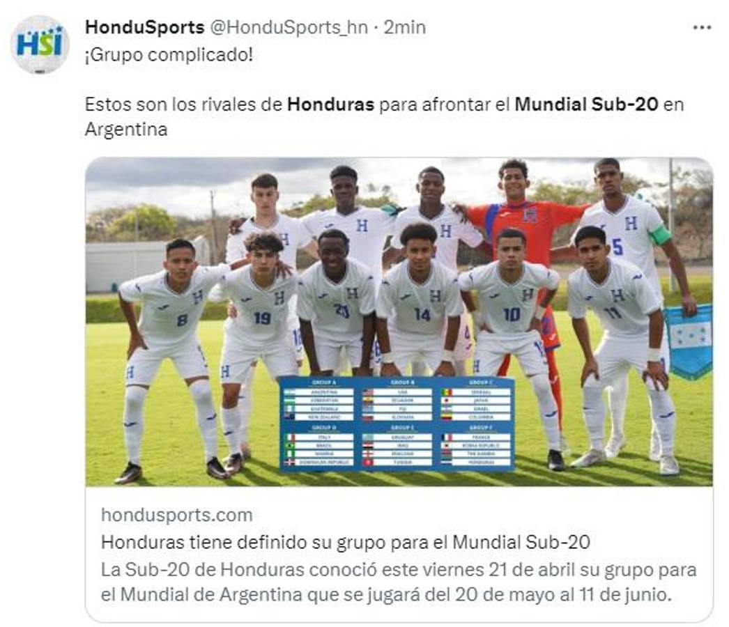 Lo que dicen los periodistas y medios sobre el grupo que le tocó a Honduras en el Mundial Sub-20: “Pudo ser peor”