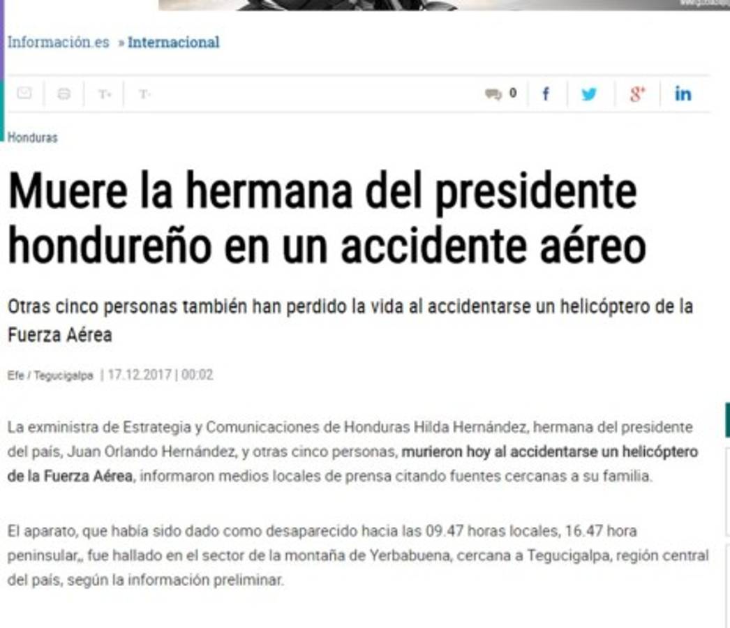 La prensa internacional reacciona impactada por la muerte de Hilda Hernández