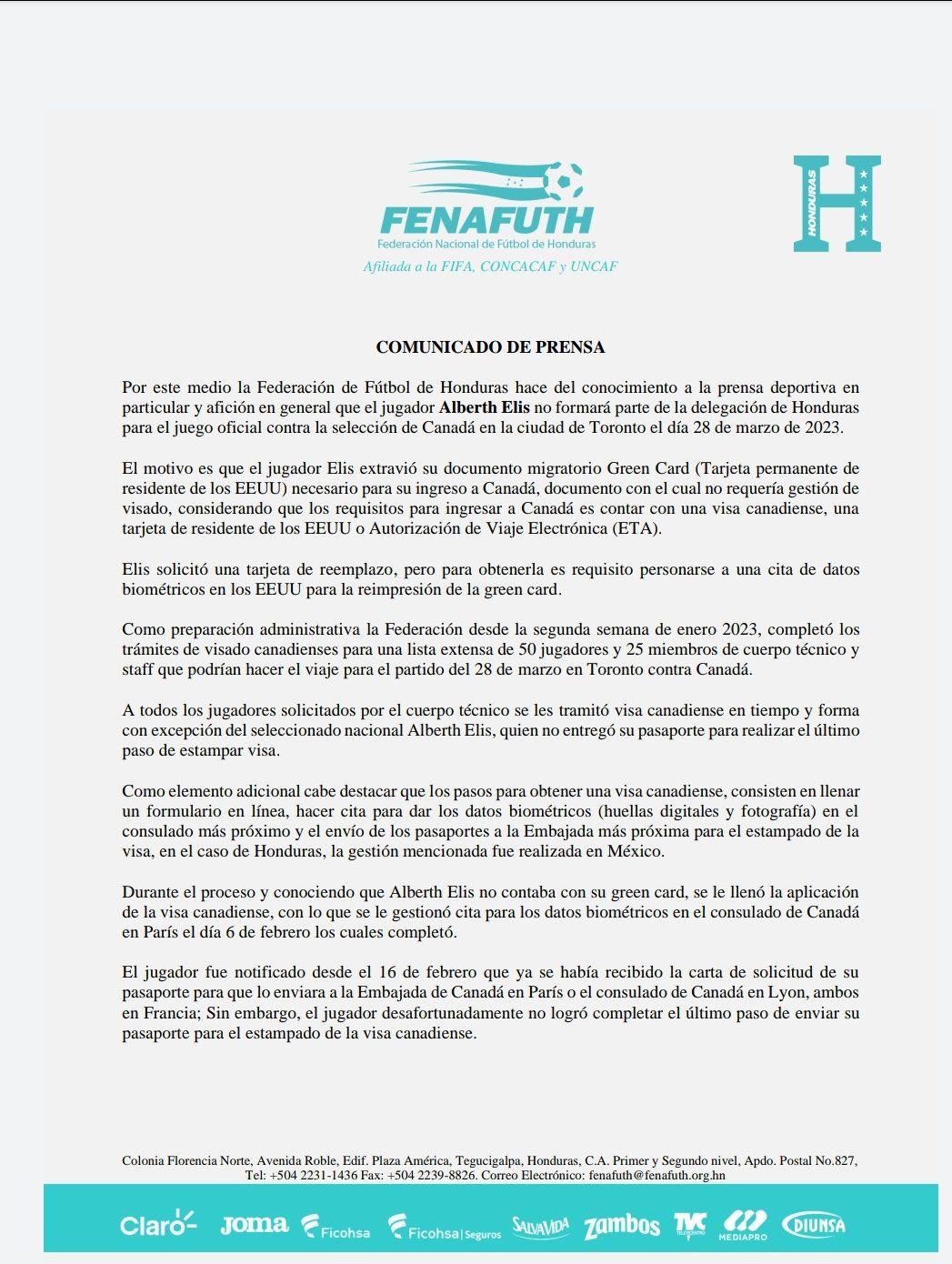 Alberth Elis no pudo ingresar a Canadá y se pierde juego clave de Honduras por la Nations League