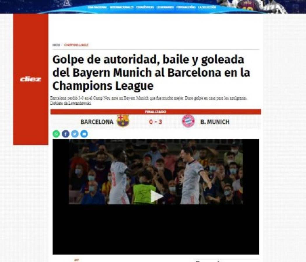 'Ya no es rival': Lo que dice la prensa mundial tras humillante derrota del Barcelona ante Bayern Múnich