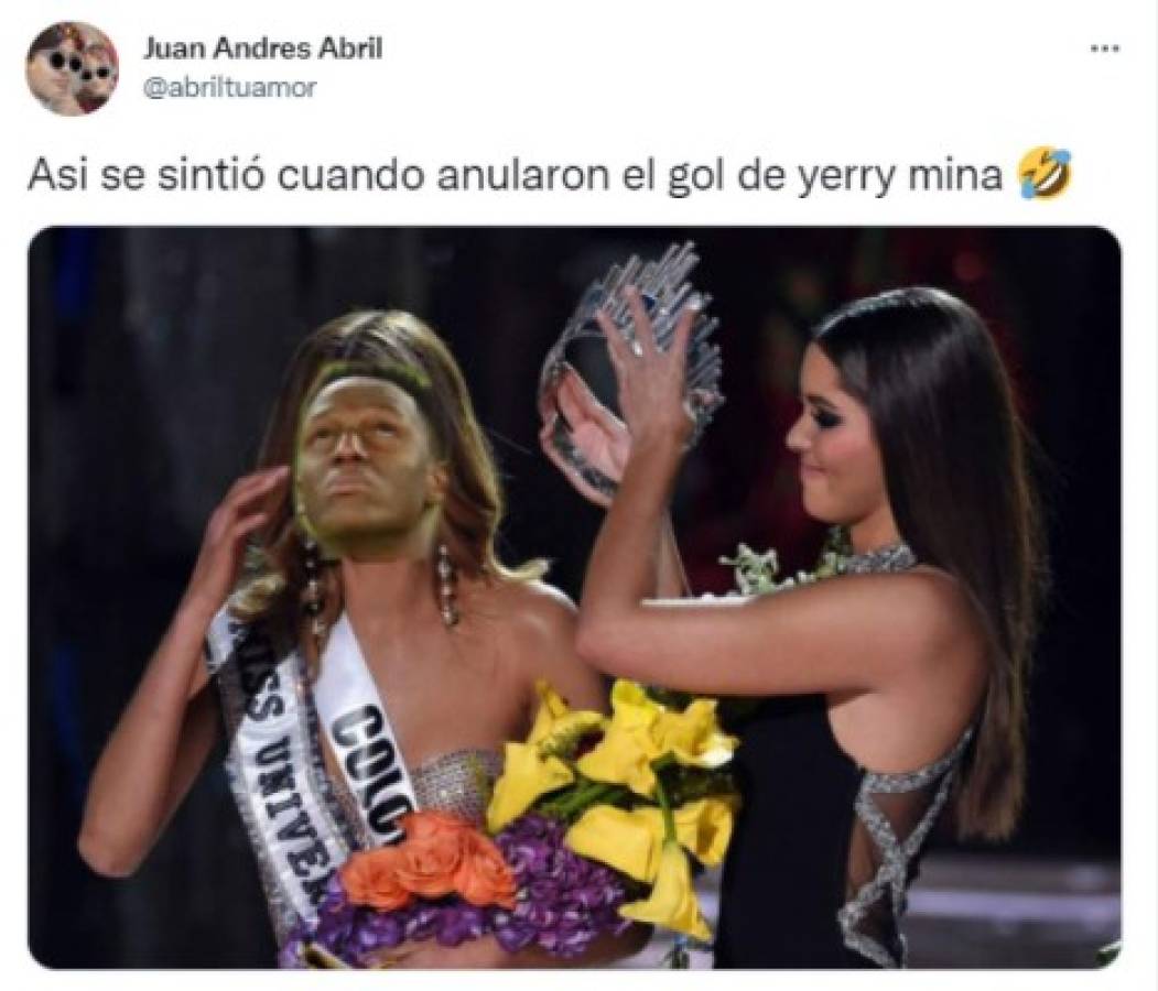 Yerry Mina anota en el Colombia-Ecuador en el minuto 100, se fue a bailar, el VAR lo anula y lo reventaron con memes