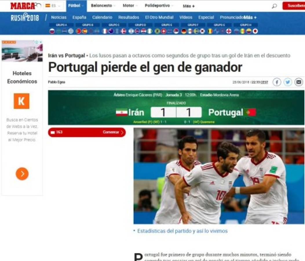 PORTADAS: Así ven a la Portugal de Ronaldo por su pase a octavos de Rusia 2018
